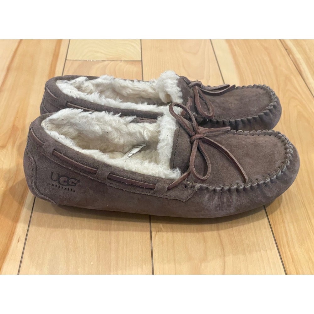 UGG Australia Women's Brown Suede Leather Moccasin Slippers Shoes